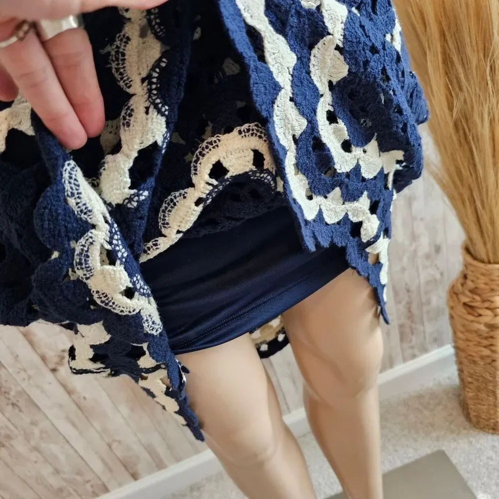 Women's House of Harlow 1960 Blue & White Crochet Dress XS NWOT